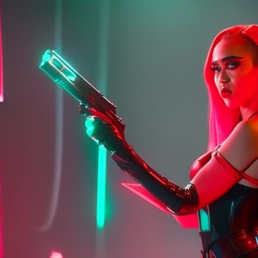 Miley Cyrus and Jessica Rabbit in Cyberpunk 2099