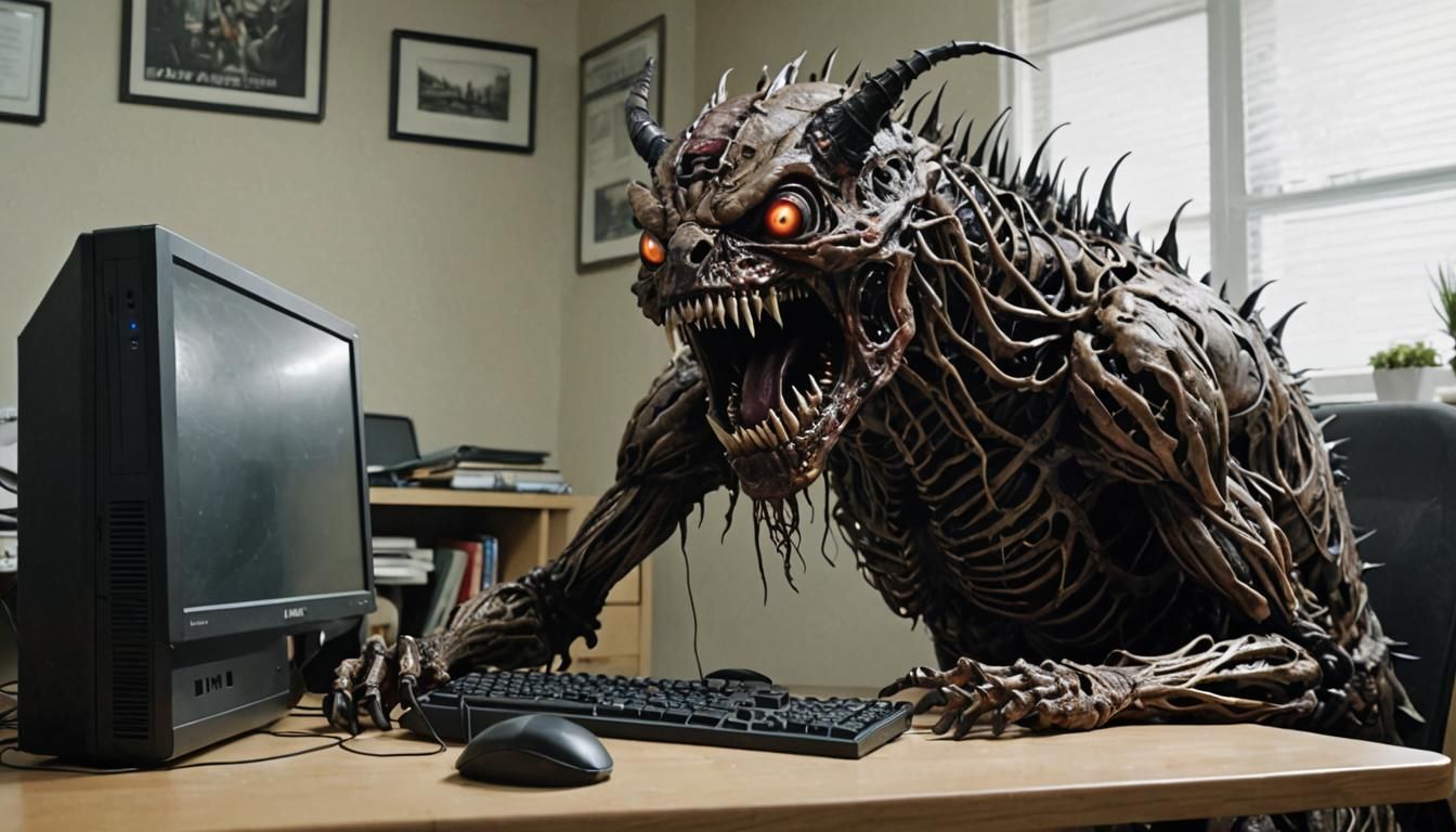 Desktop Computer Transformed Into Nightmare Creature