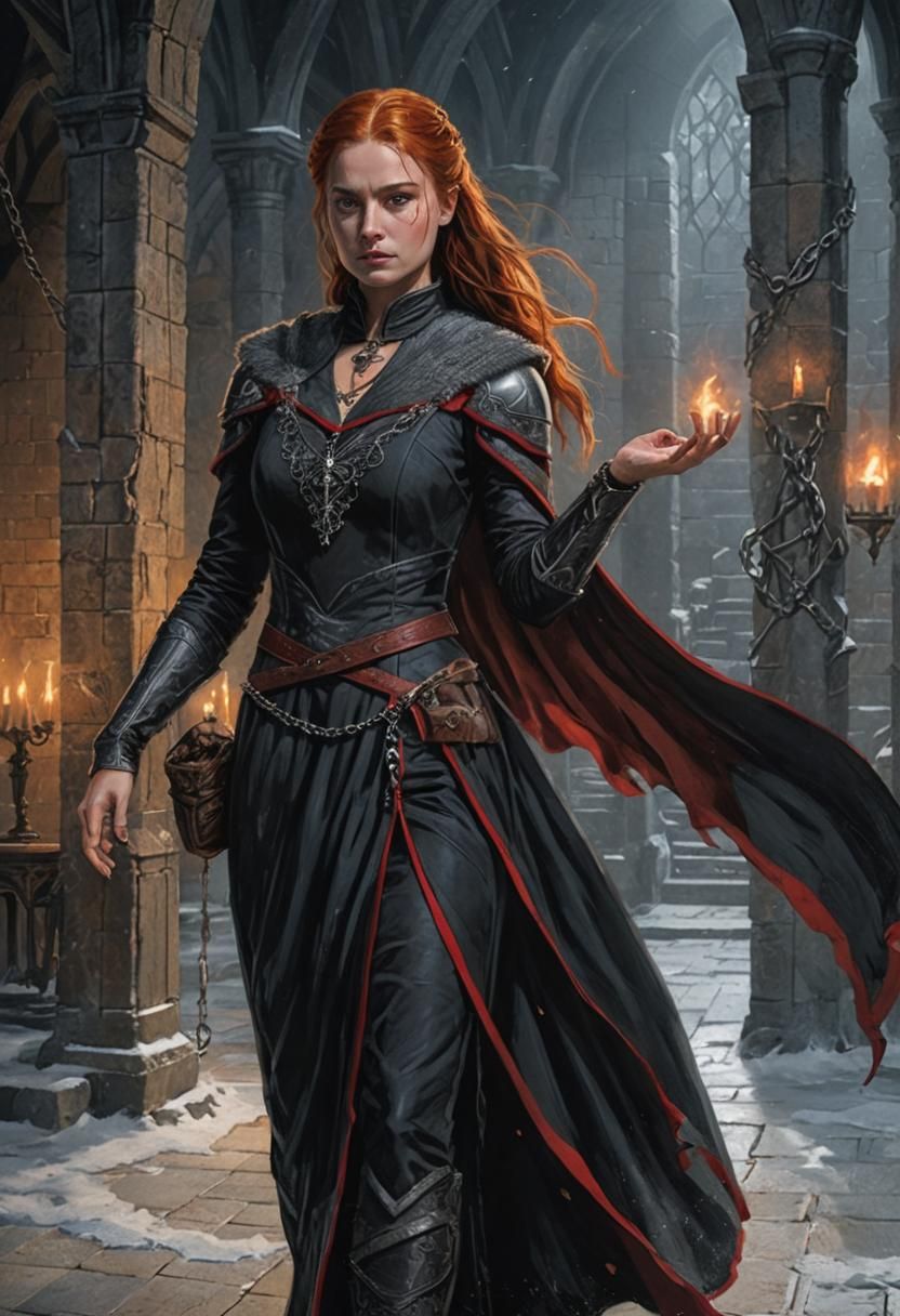 Ginny Weasley as Sansa Stark in Dark Fantasy Style