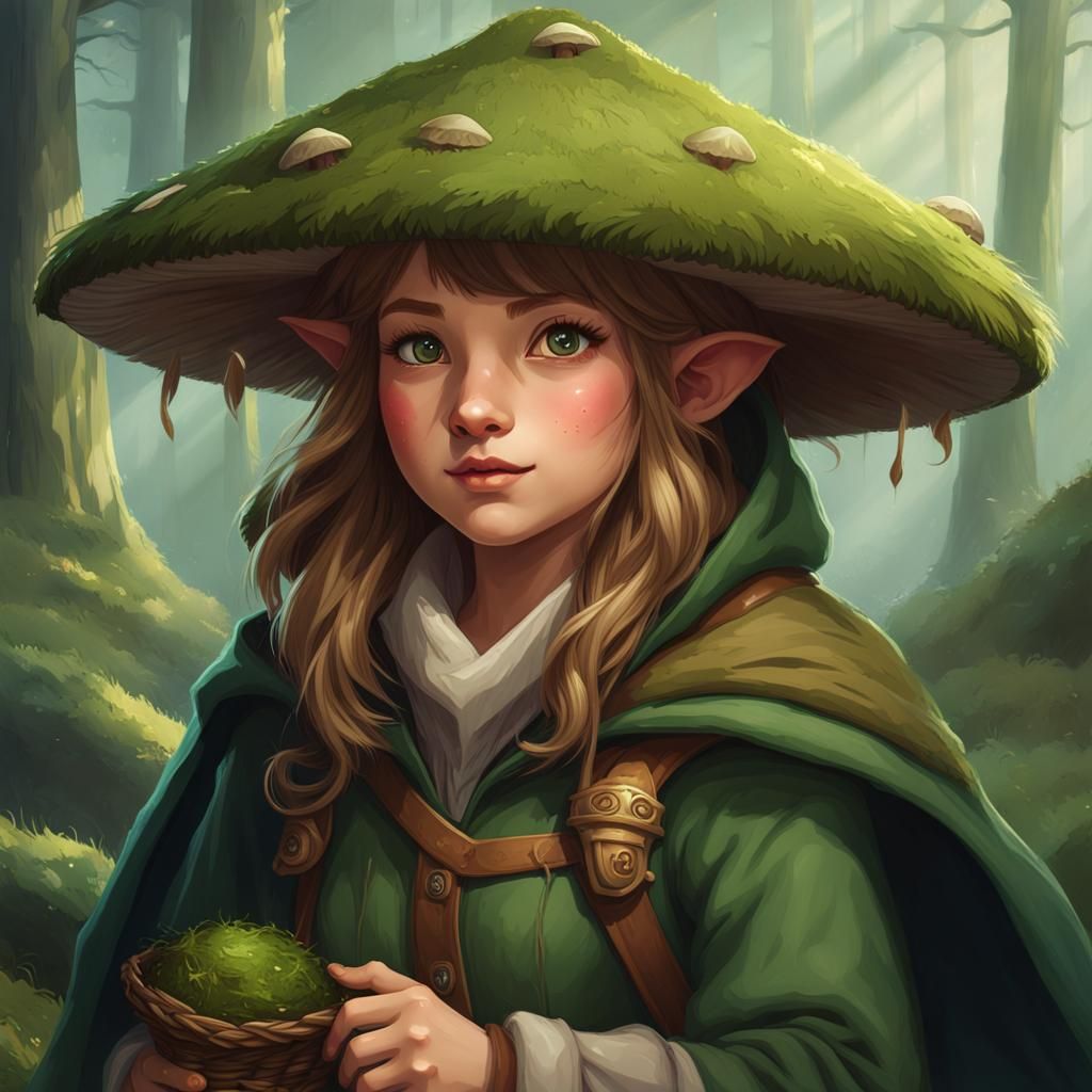 Forest Gnome Druid Riding a Pig: Fantasy Art