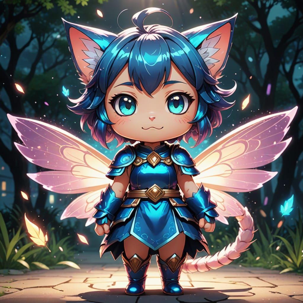 Vibrant Chibi Fairy in Anime Style with Cel-Shaded Textures