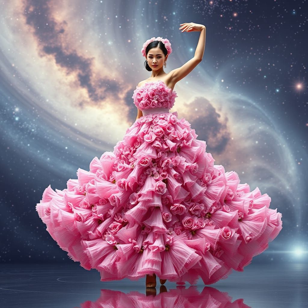 Cosmic Flower Dancer in Ethereal Digital Art