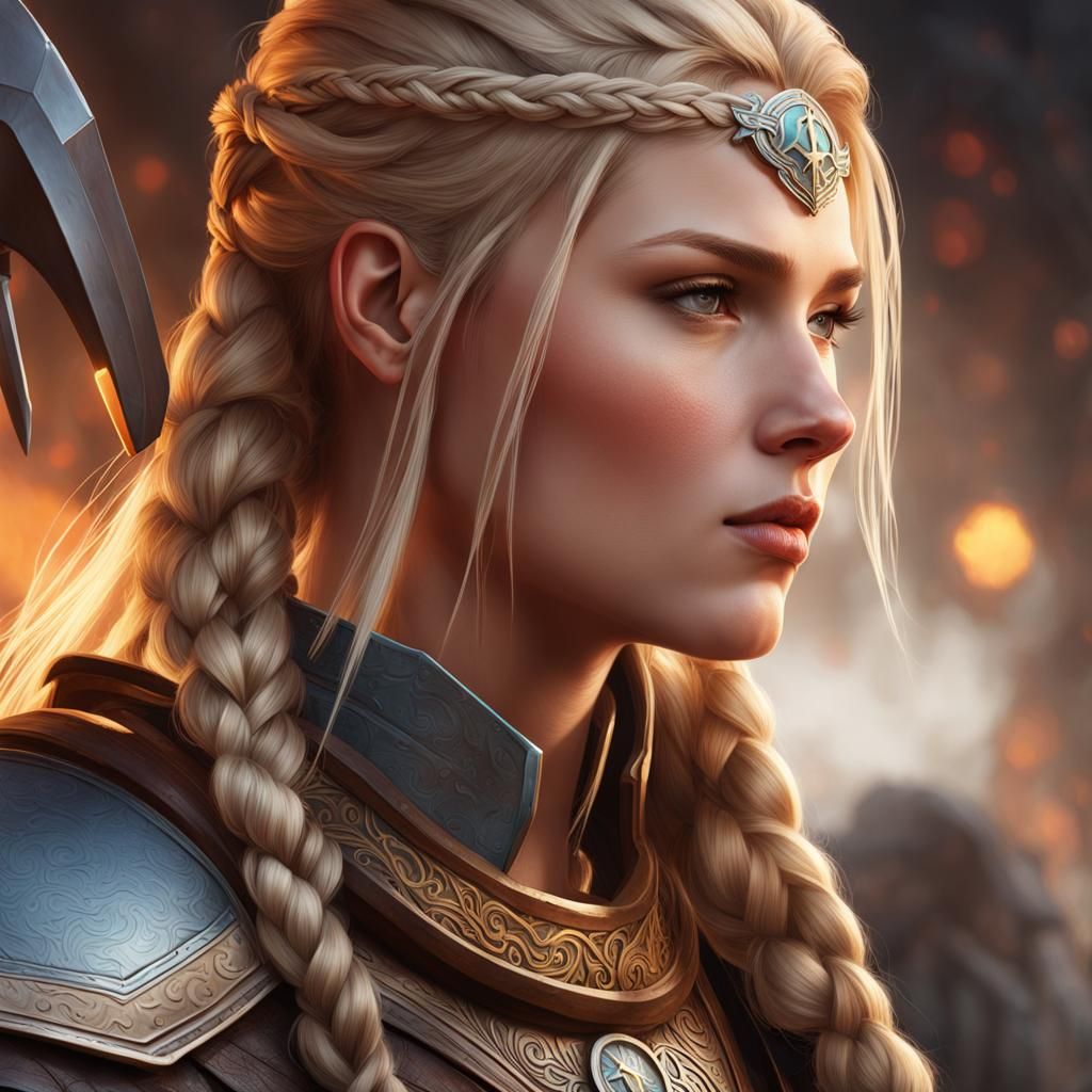 Viking Girl Portrait in Hyperdetailed Style