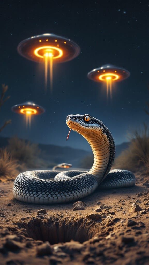 Hyper-Realistic Rattlesnake Encounter in the Desert Night