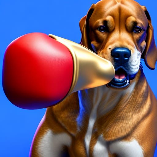 Anthropomorphic Boxer Dog in Dynamic Boxing Pose