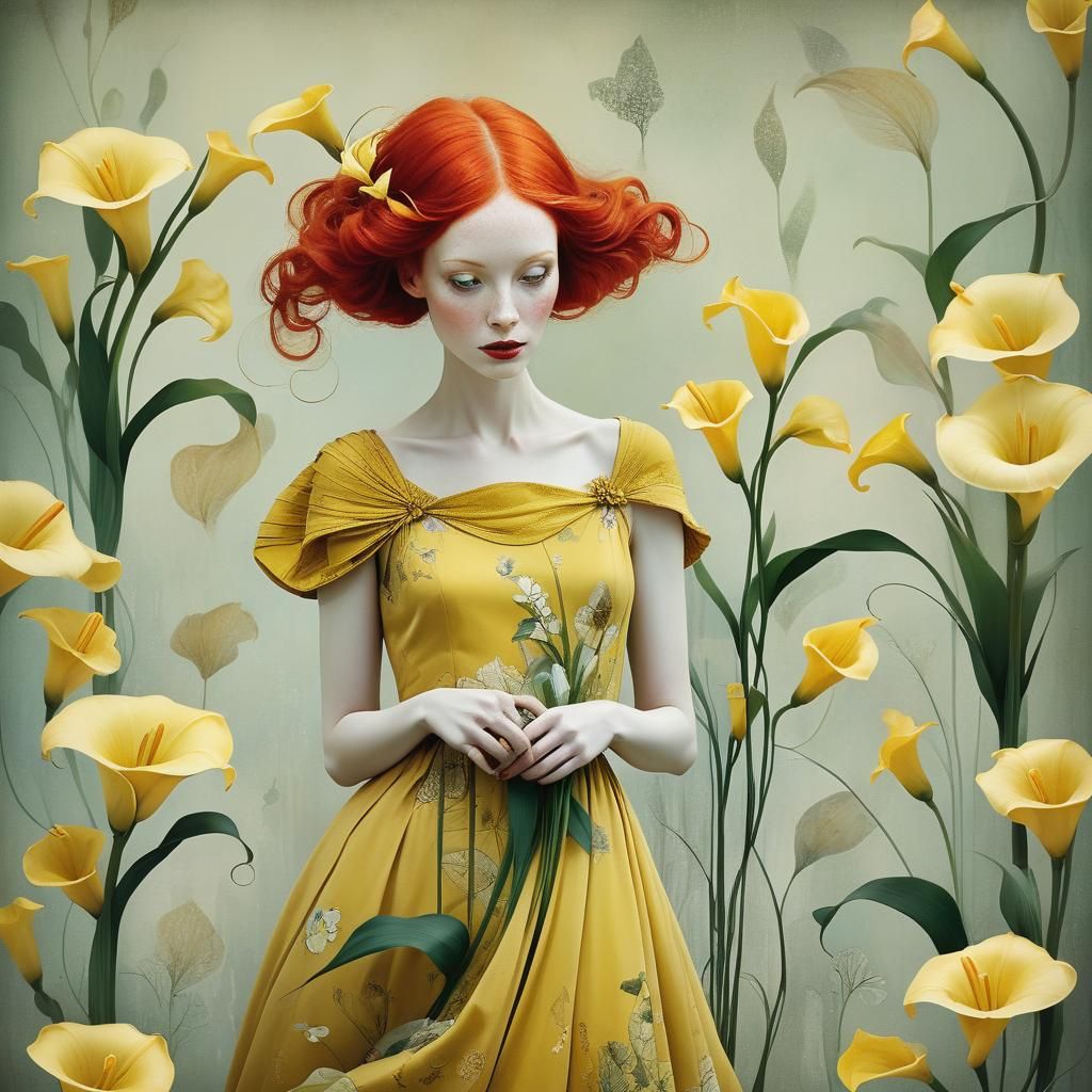 Red-Haired Woman with Lilies: Fairytale-Chic Photography