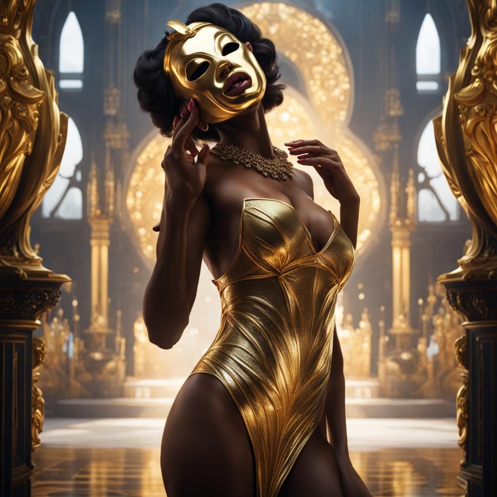 Woman in Gold Lingerie: Fantasy Concept Art