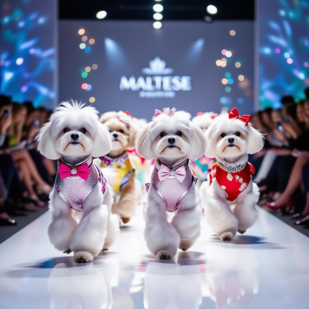 Maltese Dogs Fashion Show on Glamorous Runway