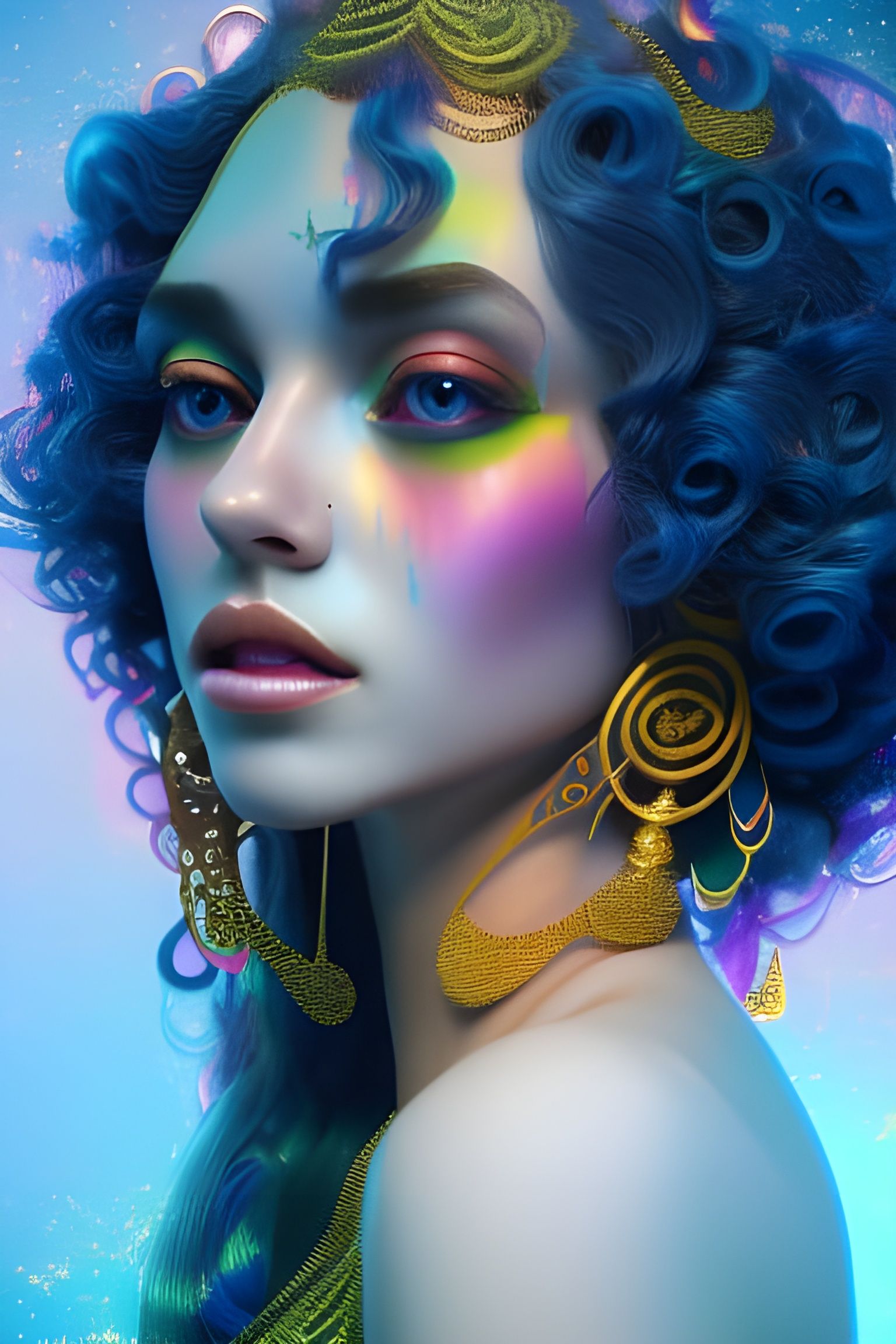 Psychedelic Glitter Queen Goddess Portrait