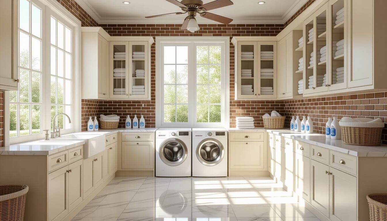 Elegant Victorian Laundry Room with Glass Walls