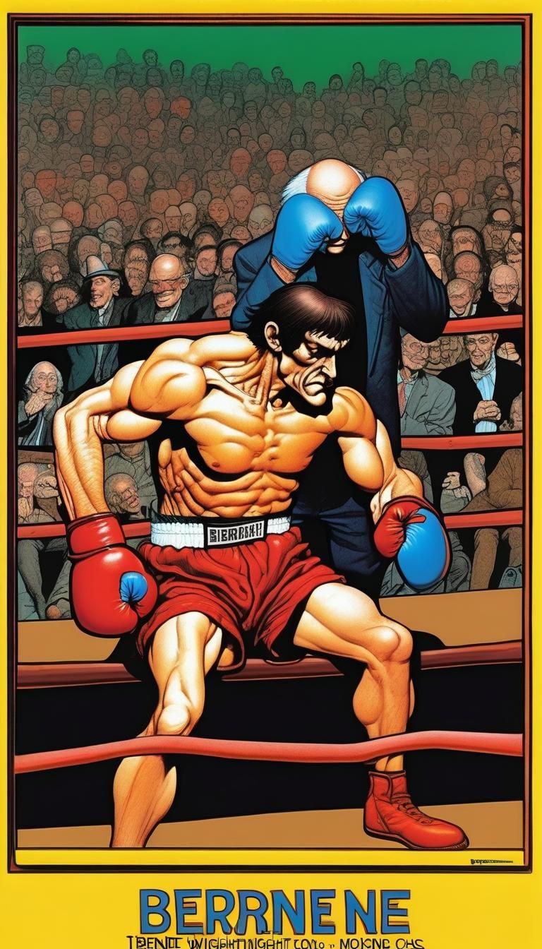 Passionate Brain Discourse in Boxing Ring, Surreal Poster Ar...