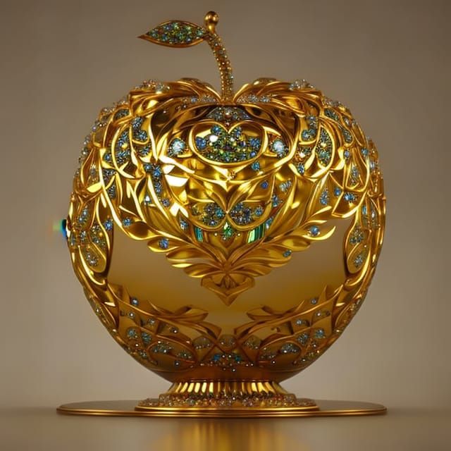 Golden Apple Swarovski Figurine in Art Nouveau Style