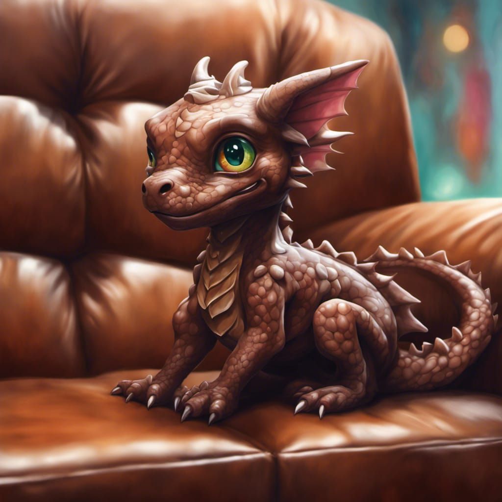 Adorable Chibi Chocolate Dragon Airbrush Painting