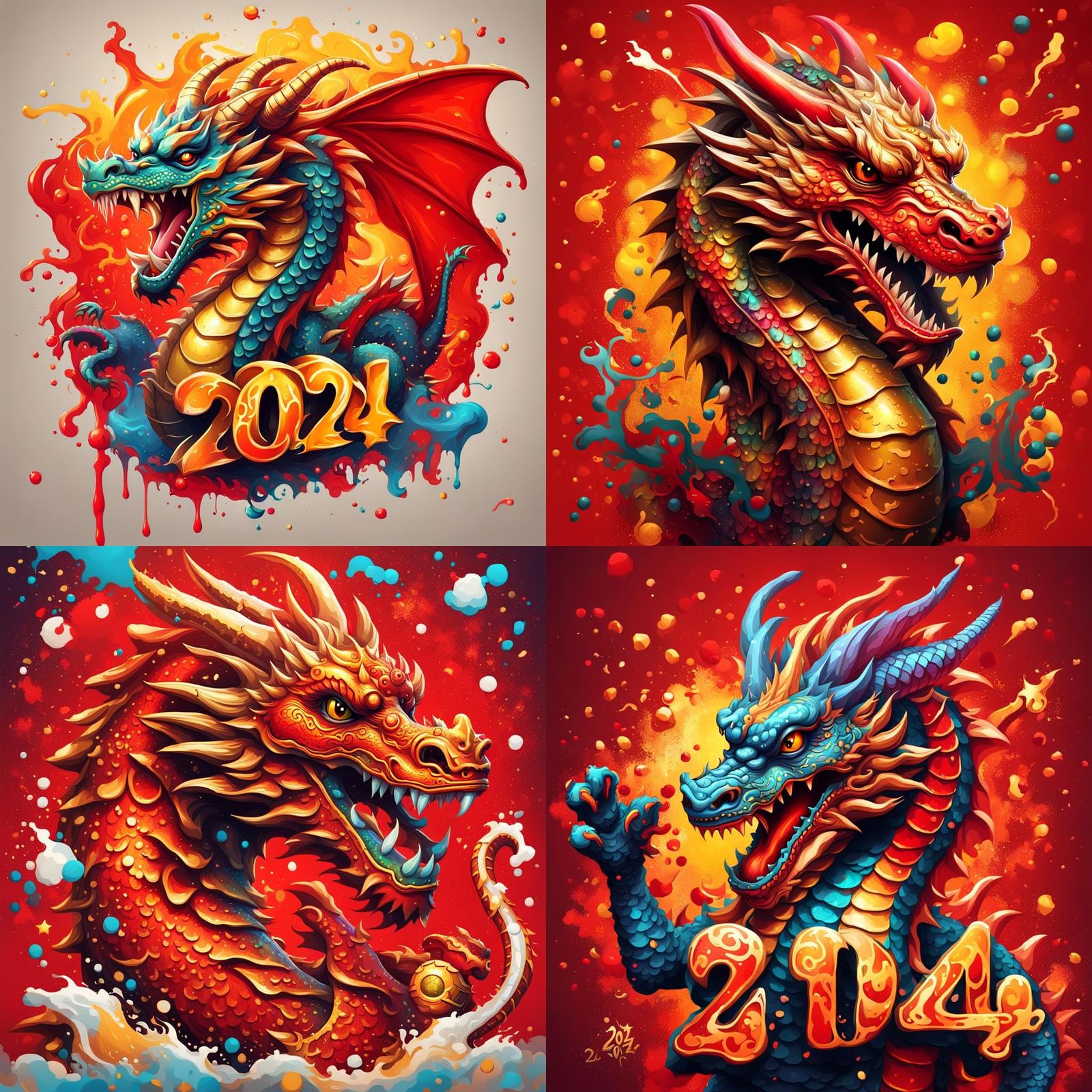 Festive Dragon Graffiti Art for New Year 2024