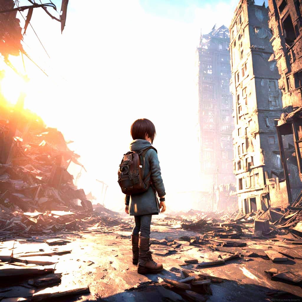 Lost Girl Survives Ruined City in Epic 3D Game Style