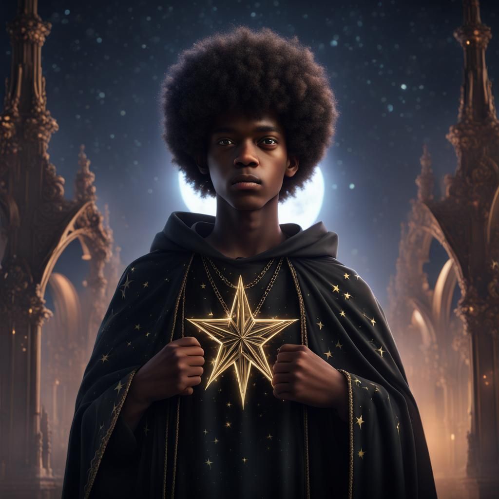 Gothic Teenage Boy in Cloak: Fantasy Concept Art