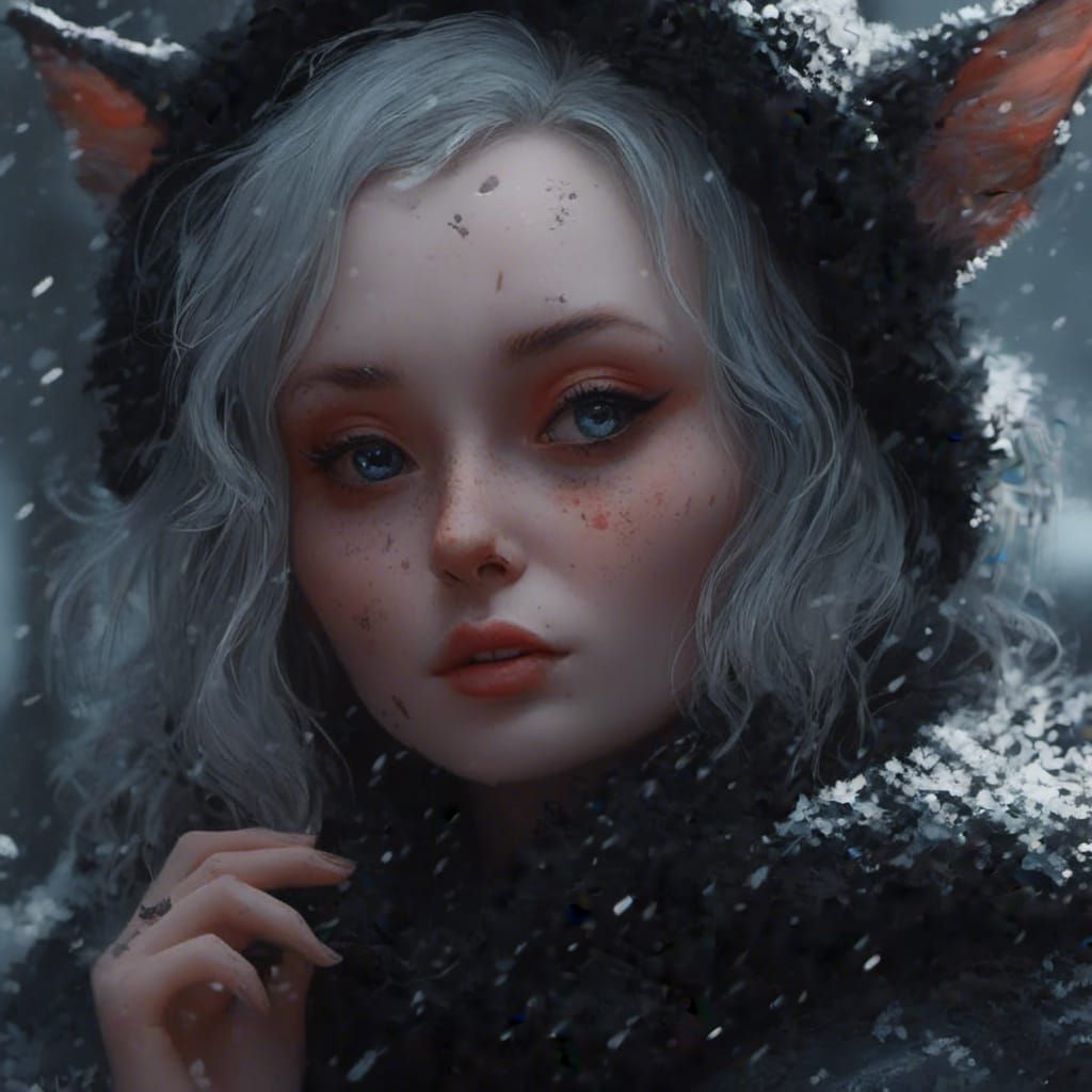 Gothic Anime Princess with Animal Friends