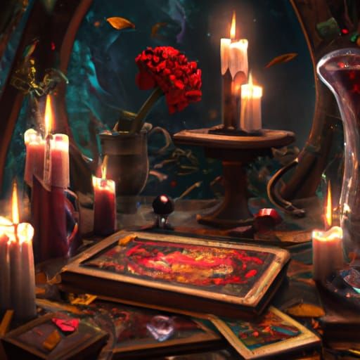 Scary Tarot Card with Blood and Candlelight