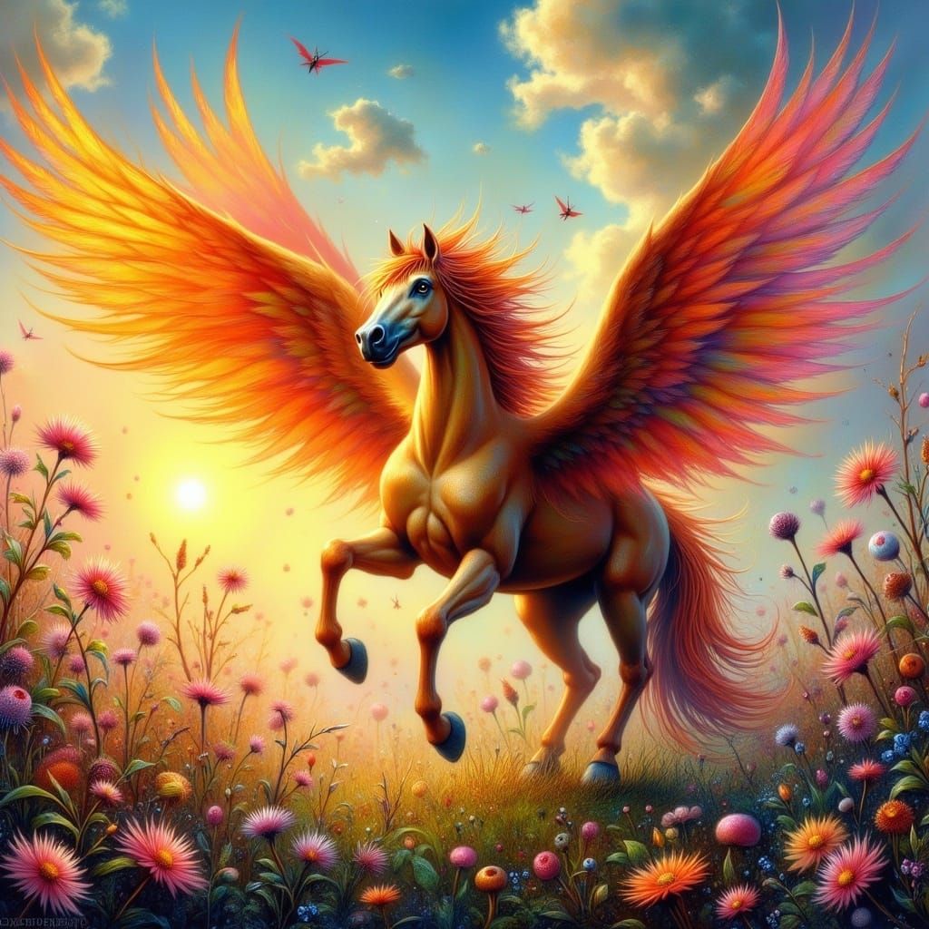 <lora:Fairy Punk:1.0> Phoenix/Horse hybrid