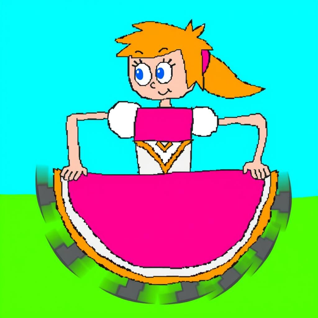 Cartoon Woman in Pink Dress Runs at Superhuman Speed