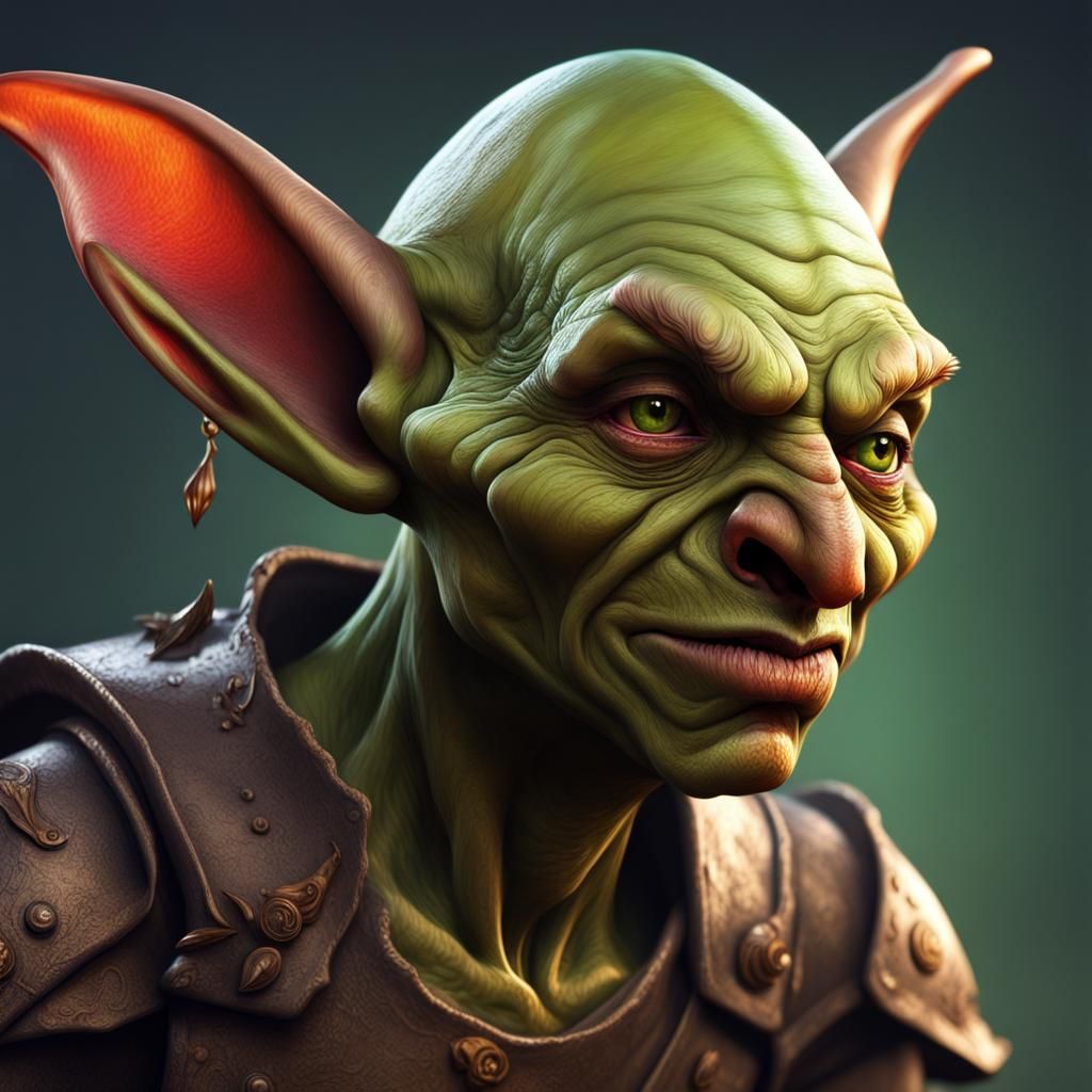 Hyperrealistic Goblin Portrait in Splash Art Style