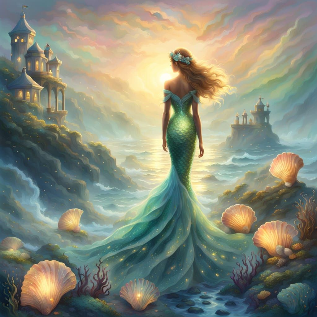 Ethereal Mermaid Catwalk in a Dreamy Oceanic Wonderland