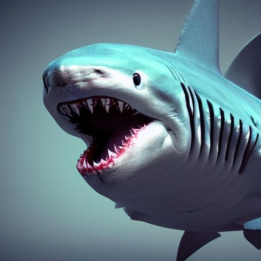 Giant Shark in Hyperrealistic Film Noir Style