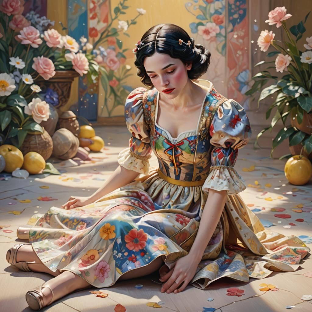 Snow White as Happy Homemaker: Hyperrealistic Concept Art