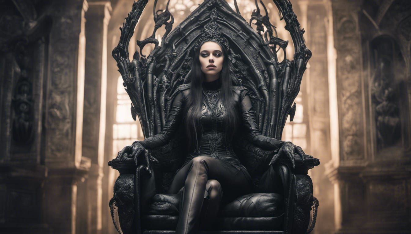 Gothic Princess on Throne in Giger Style
