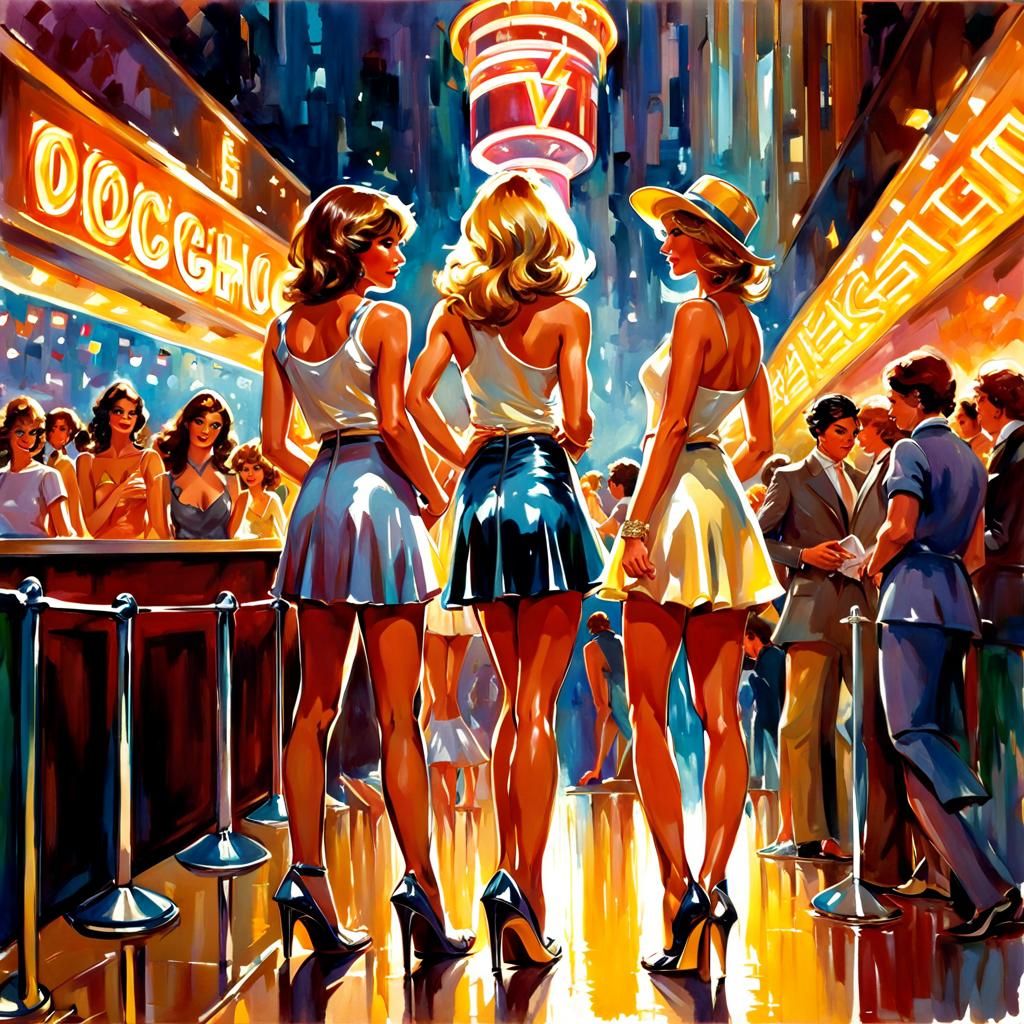 1970s Disco Night: Women in Wedge Heels