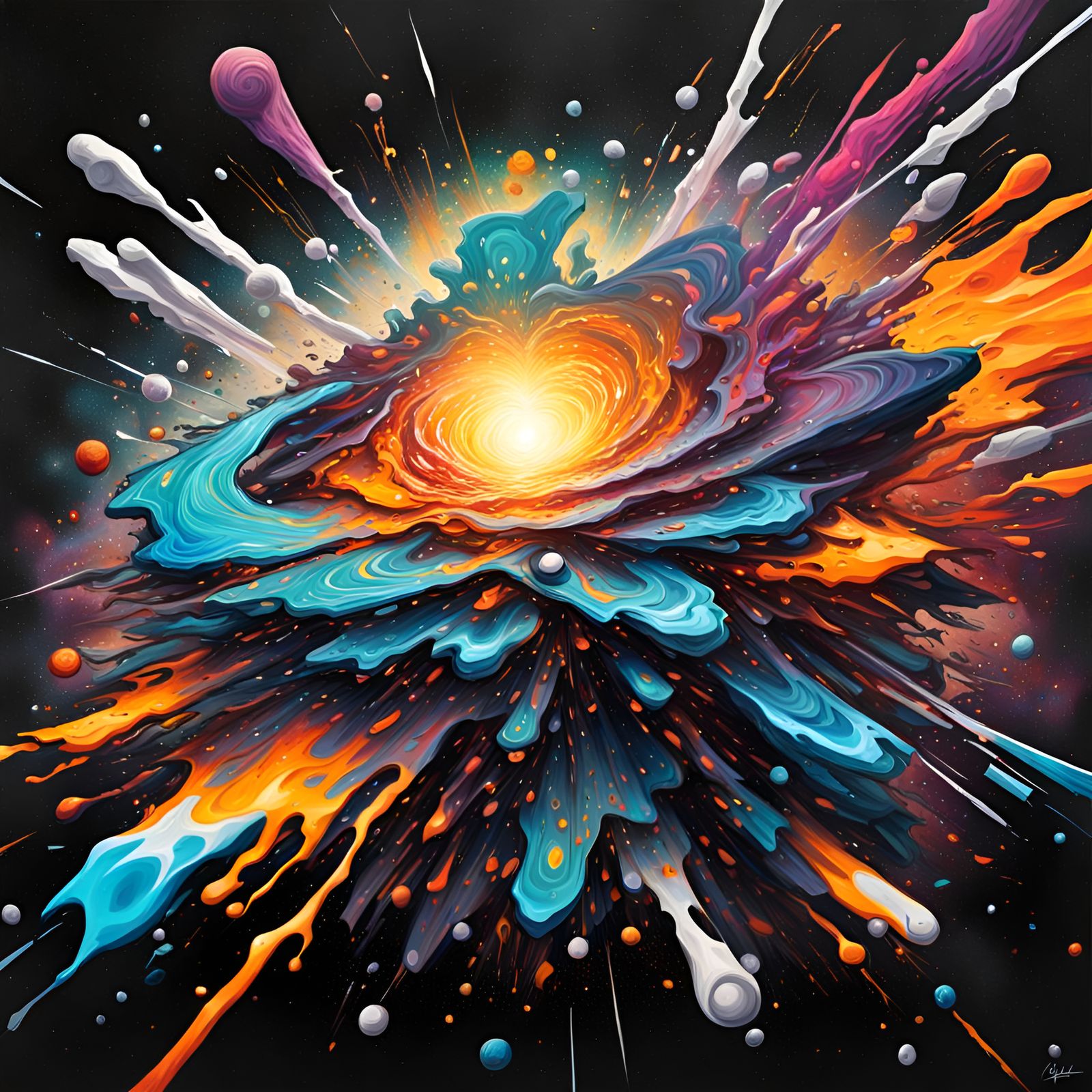 Big Bang Explosion in Graffiti Splash Art Style