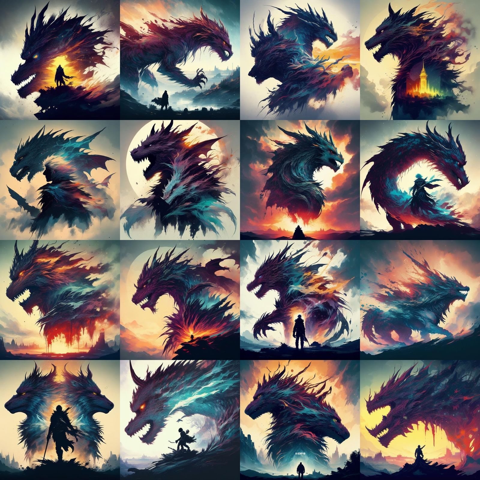 Detailed Dragons in Dark Fantasy Art