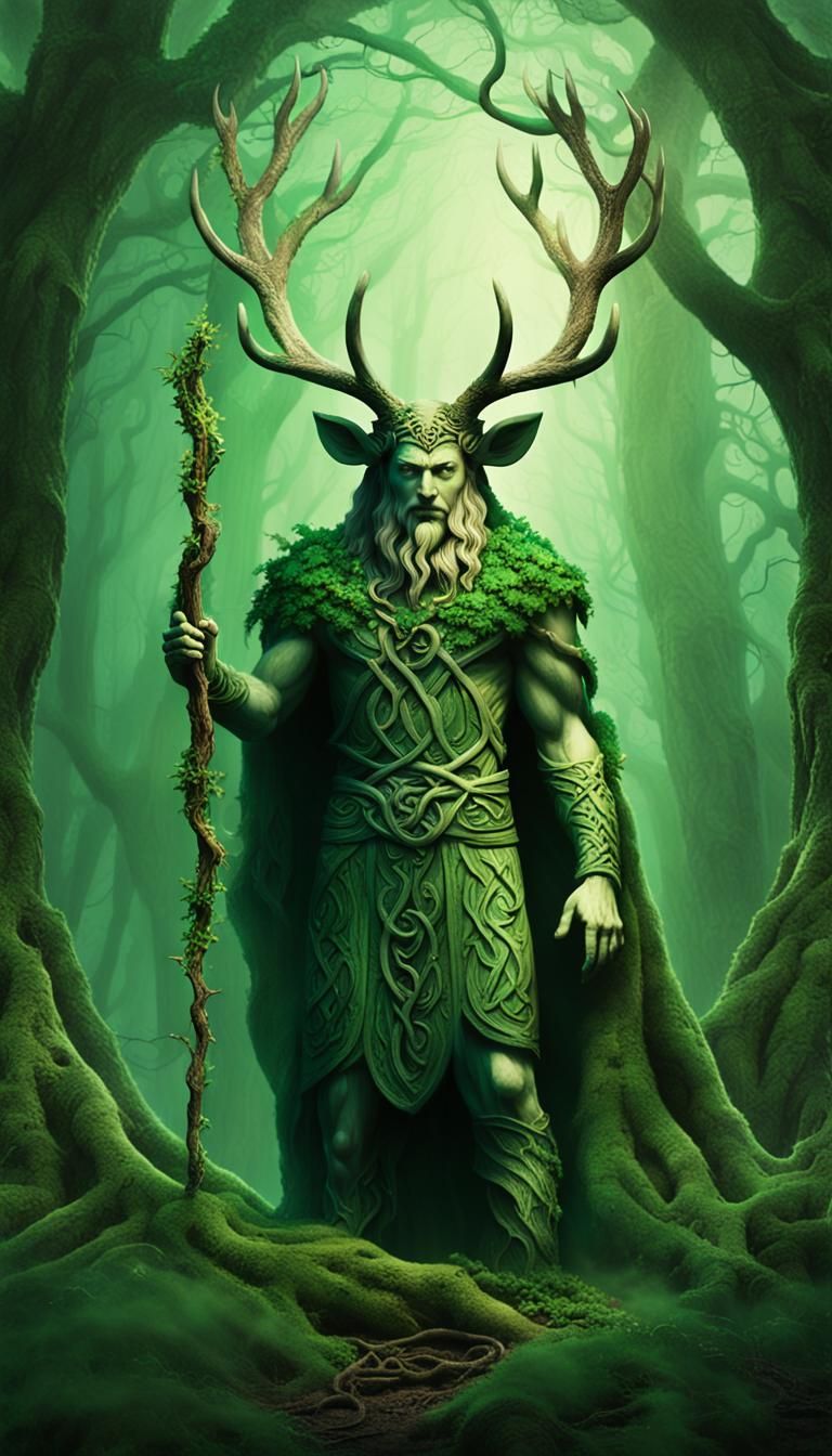 Cernunnos: Celtic Deity in Mystical Forest