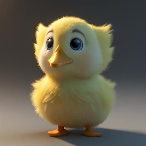 Cute Baby Duck in 3D Digital Art Style