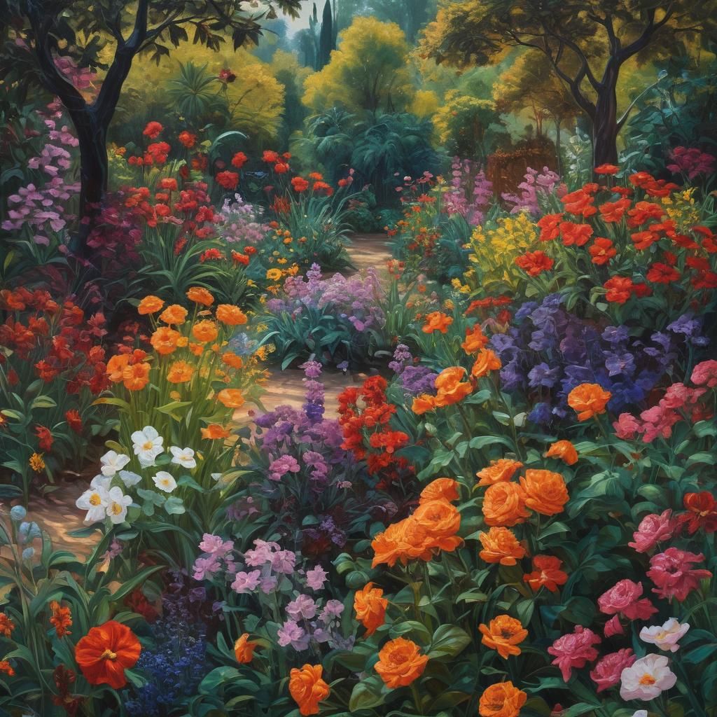 Garden Transforms to Hell: Expressionist Oil Painting
