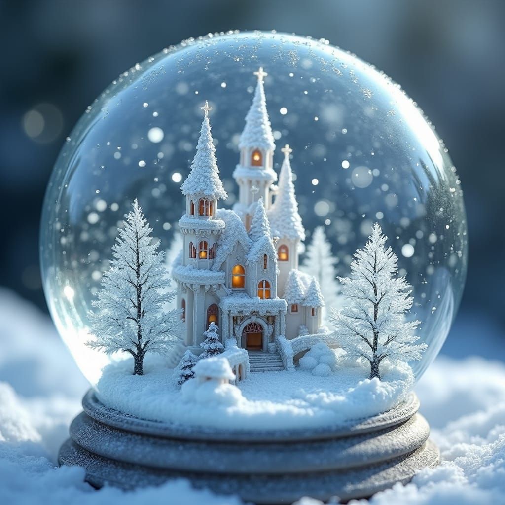 Fairytale Castle in a Crystal Snow Globe