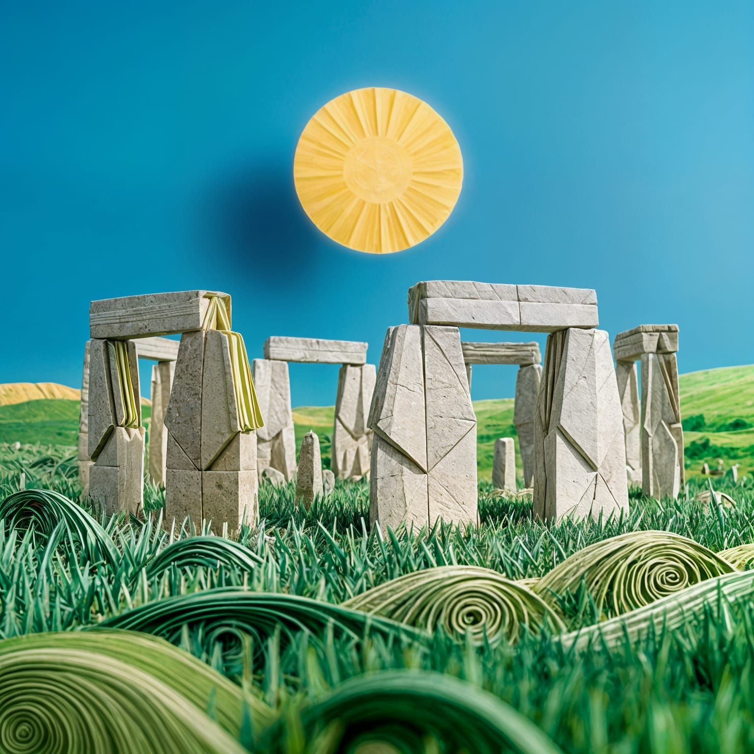 Origami Stone Henge in Papercraft Style