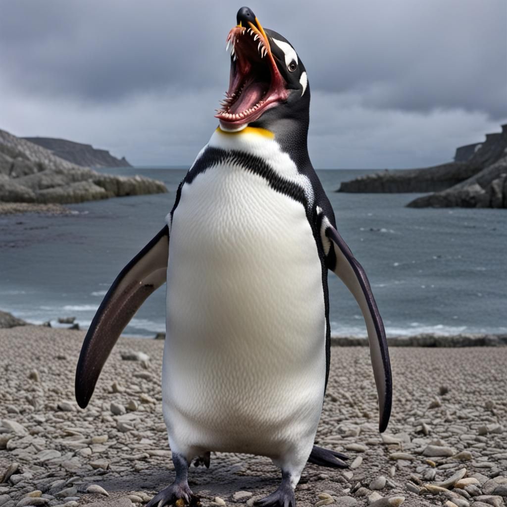 A Man-Eating Penguin Generated by AI
