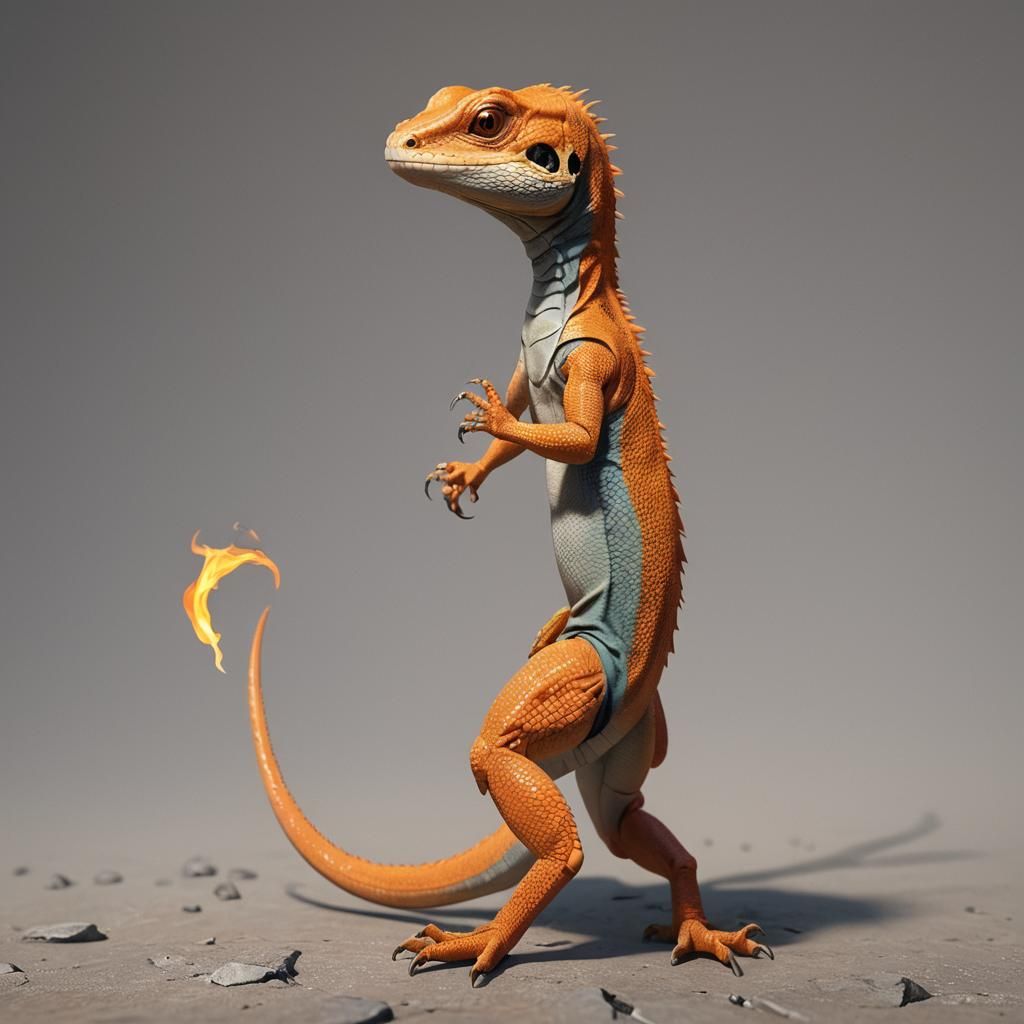 Anime Style Fire Lizard Concept Art