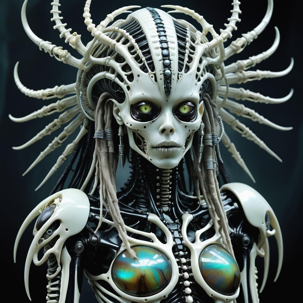 Alienpunk Cyborg Queen in Bio-Mechanic Style