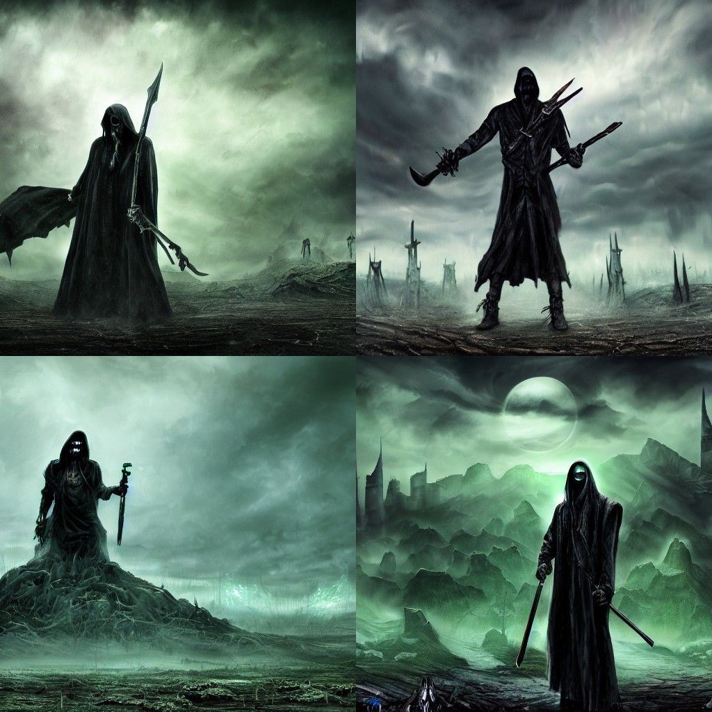Grim Reaper Warrior in Dystopian Wasteland Art