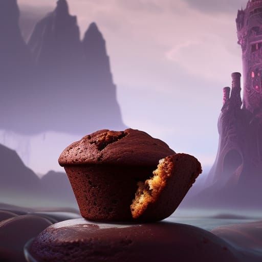 Detailed Matte Painting of a Chocolate Muffin