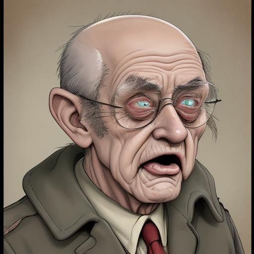 Humorous Cartoon of a Beady-Eyed Old Man