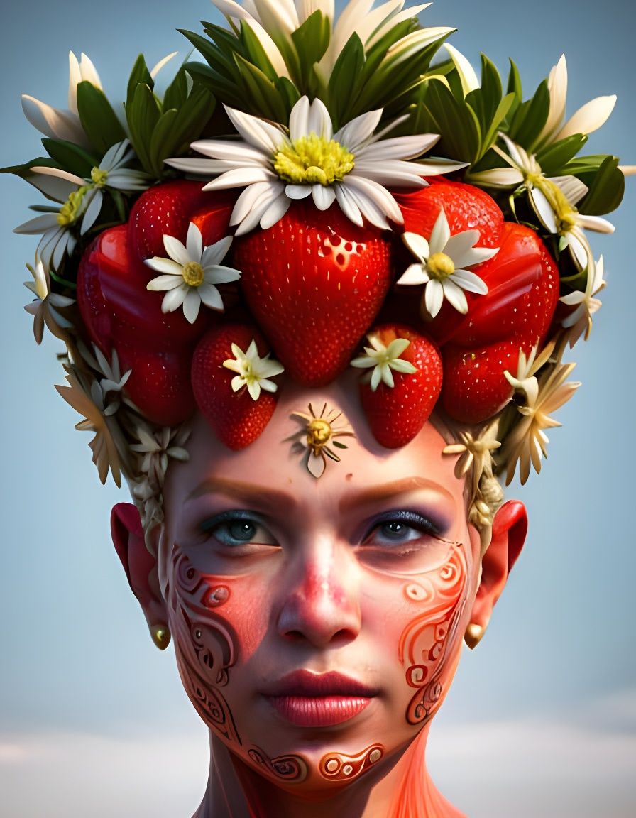 Strawberry Queen Portrait in Studio Ghibli Style