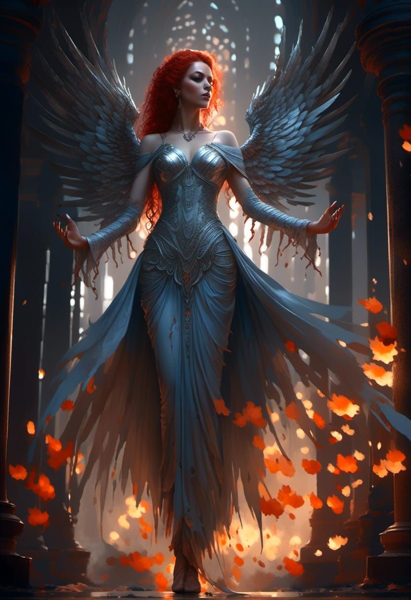 Winged Warrior Queen in Hyperrealistic Fantasy Art