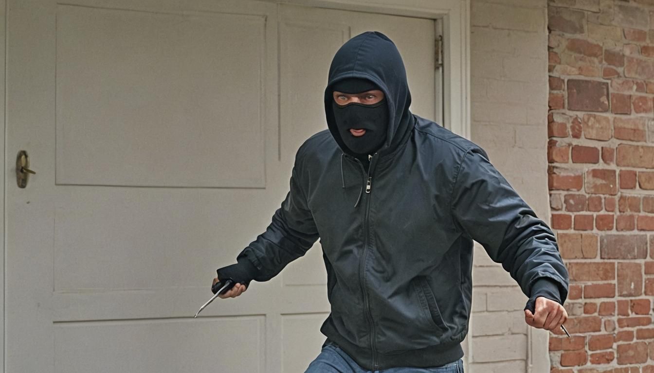 Burglar Breaking Into a House