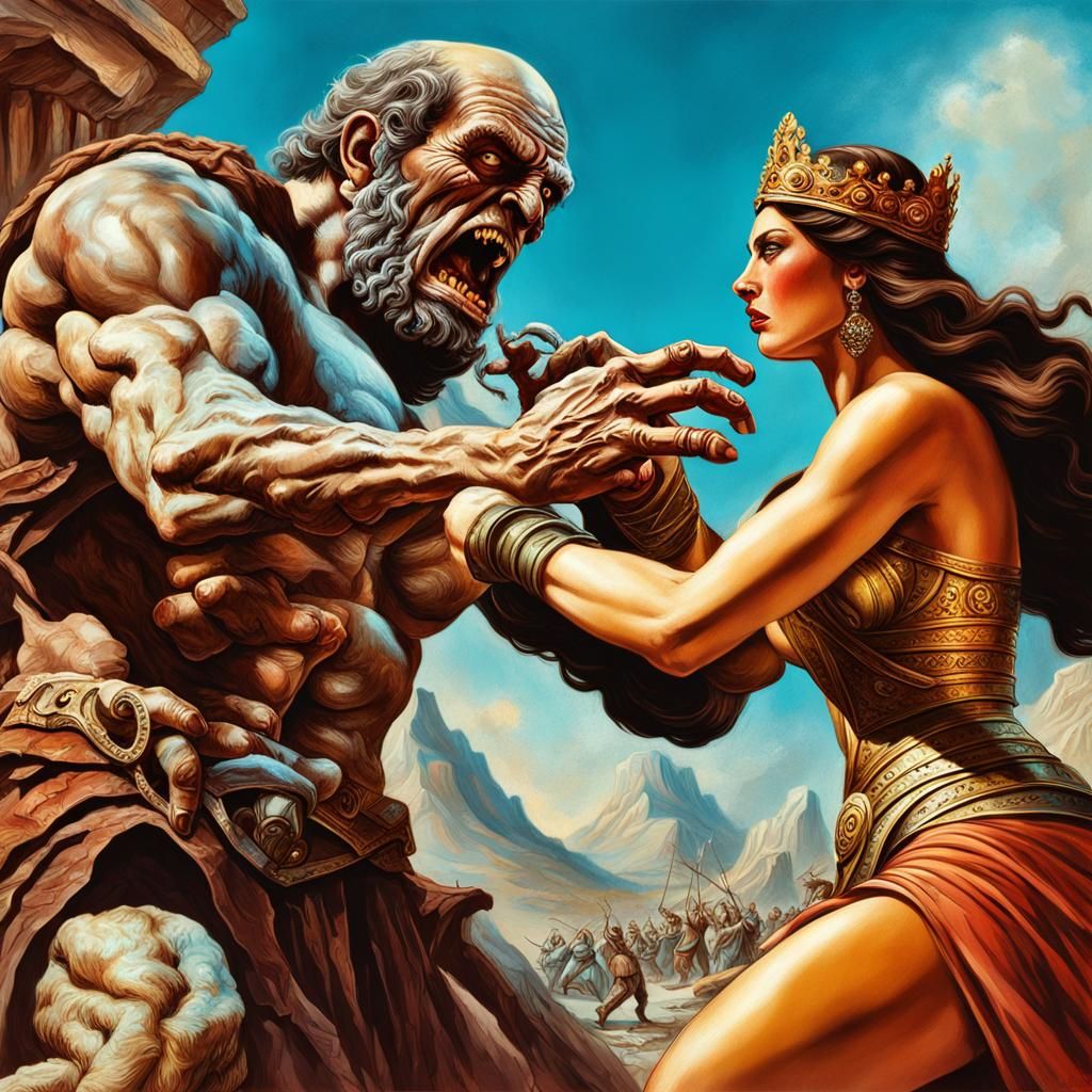 Cyclops Battle Scene in Vivid Color