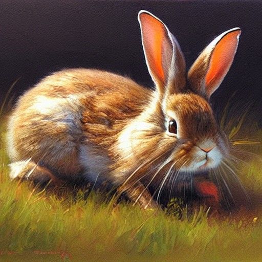 Rabbit in Oil Painting Style of James Gurney