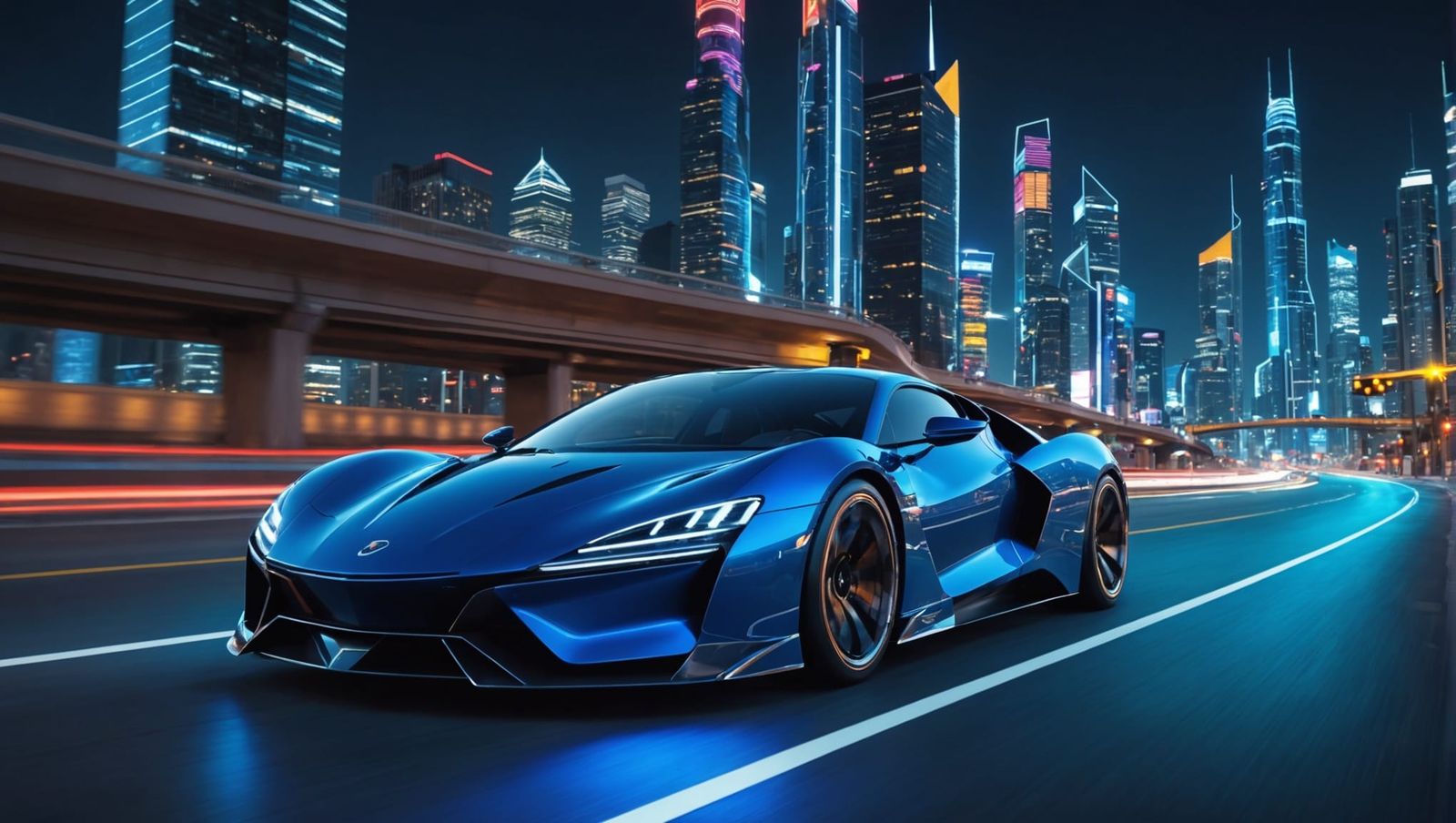 Levitating Supercar Zooms Through Futuristic Cityscape