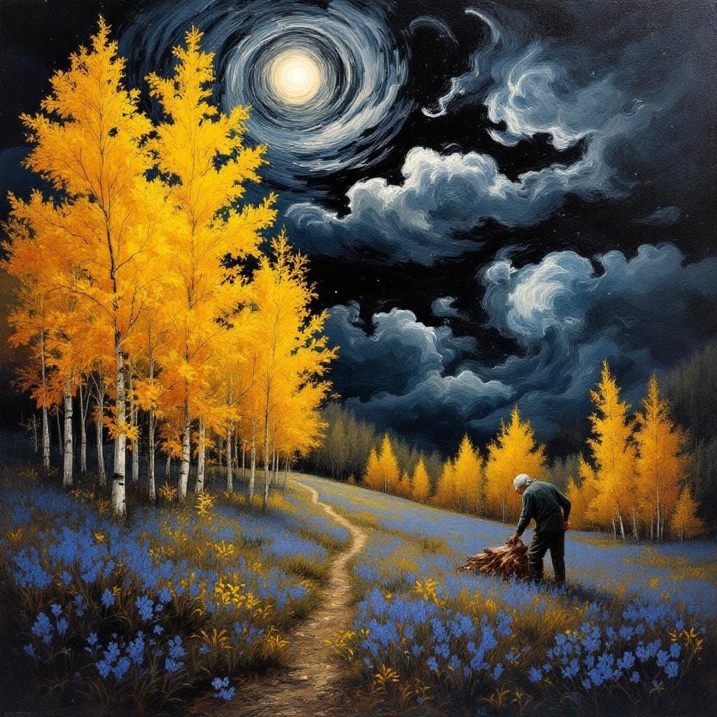 Infrared Aspen Trees in Impasto Style